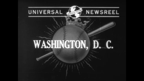 CIRCA 1941 - Joe DiMaggio leads the New York Yankees to victory in a game against the Washington Senators.