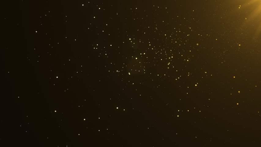 Beautiful gold shimmering
particles with lens flare on black background in slow motion. 3d Animation of Dynamic Wind Particles In The Air With Bokeh. Royalty-Free Stock Footage #1052687960