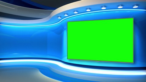 Tv studio. News room. News Studio. Studio Background. Newsroom bakground. Bachground. The perfect backdrop for any green screen or chroma key video production. Loop.  3D rendering.  Stock Video