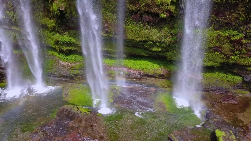 Aerial Waterfall with Drone in Colombia Jungle Cano Canoas