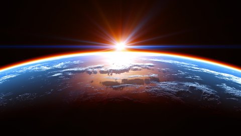 Amazing View Of The Earth From Space And Glowing Atmosphere In The Rays Of The Sun. Ultra High Definition. 4K. 3840x2160. Seamless Looped. Realistic 3D Animation.