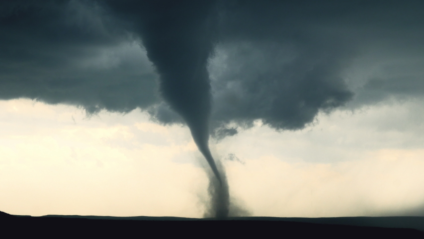 A Tornado Churns In The Open Country Near Fort Stockton, Texas, USA During A Severe Weather Outbreak Royalty-Free Stock Footage #1052694791