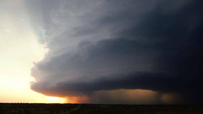 A Large Supercell Thunderstorm Spirals Across Tornado Alley During A Severe Weather Outbreak | Shutterstock HD Video #1052694797