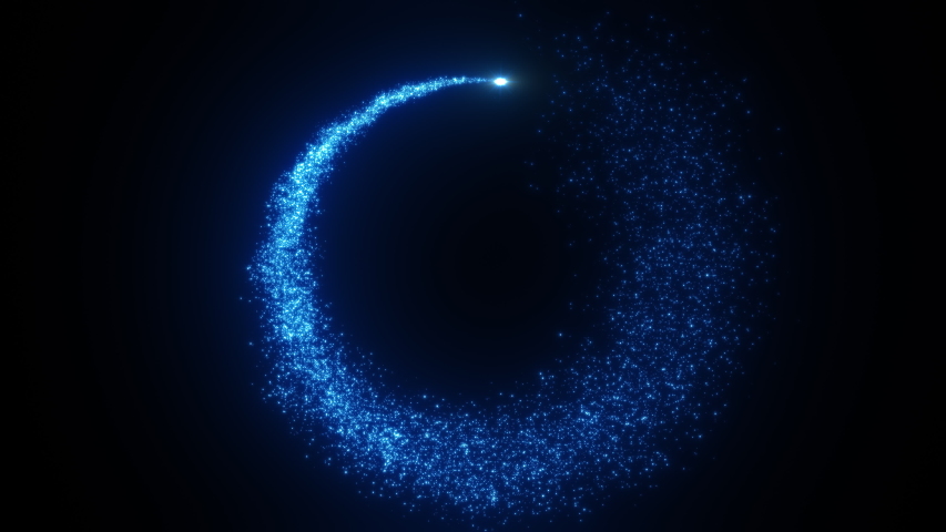 Bright flying sparks of particles, spinning in a circle, follow the flashing star. | Shutterstock HD Video #1052700521