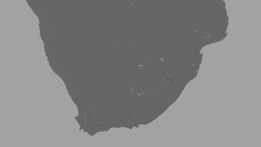Western Cape, province with its capital, zoomed and extruded on the bilevel map of South Africa in the conformal Stereographic projection