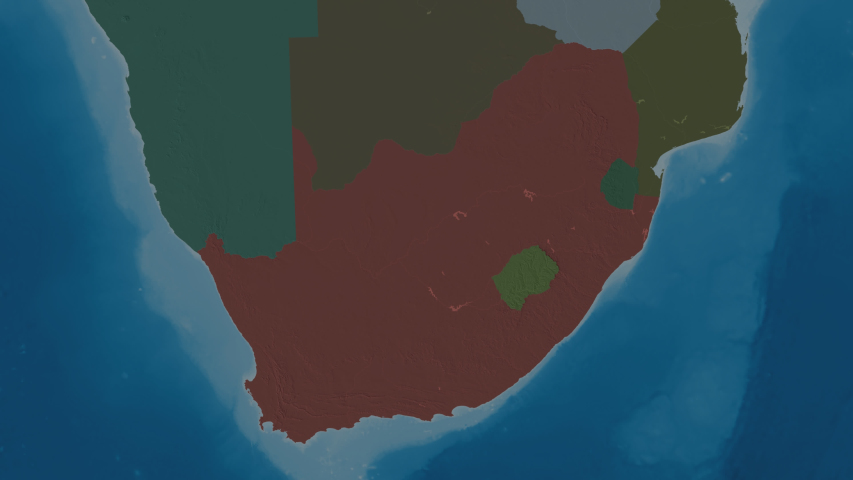 Western Cape, province with its capital, zoomed and extruded on the administrative map of South Africa in the conformal Stereographic projection