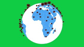 3d animation of worldwide spread of coronavirus, green screen. COVID-19 Pandemic, rotating Earth model. - Powered by Shutterstock - Get 15% off with code: PIKWIZARD15