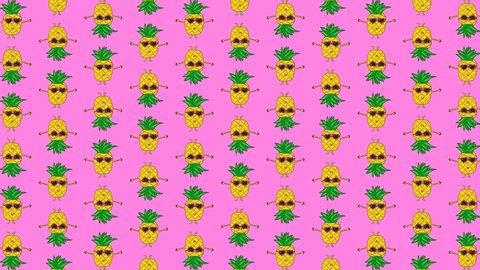 Animated background with pineapples. Summer party design