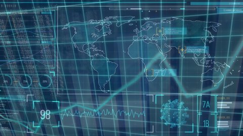 Animation Grid Graph Over World Map Stock Footage Video (100% Royalty ...