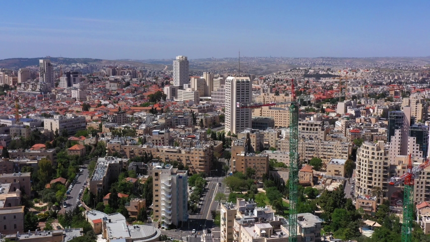 Jerusalem Central City Buildings Aerial View landsacape
Wide Shot of Center Jerusalem ,May 2020 
