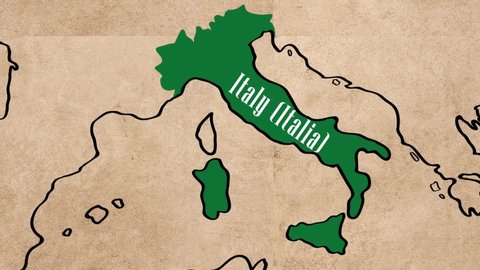 Map animation of Italy, coloured in