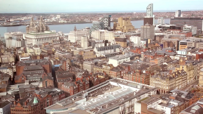 Aerial view of Liverpool, England, UK