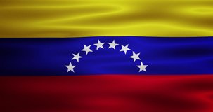 Animated waving national Venezuela flag. Animation, motion graphics. Useful for social media, videos, websites, interfaces. Happy National Day.