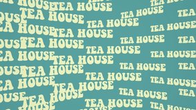 Tea house text kinetic typography. Traditional drink and tea shop banner concept. Looping motion background