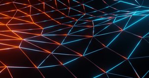 Abstract technology background loop animation with red and blue light. 3d render 4k footage.