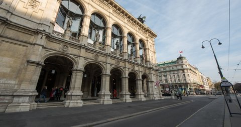 Moving timelapse of Vienna State Opera house with Day to Night transition