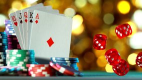 Super slow motion of rolling red dices on poker table. Filmed on high speed cinema camera, 1000fps. - Powered by Shutterstock - Get 15% off with code: PIKWIZARD15