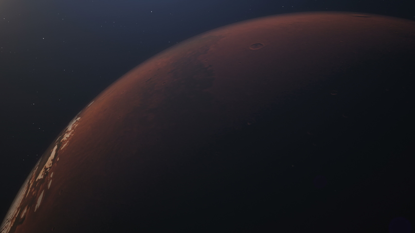 The process of terraforming Mars. The phased appearance of the atmosphere and clouds as a result of humanity colonization of the red planet. Elements of this image furnished by NASA
 Royalty-Free Stock Footage #1052769056