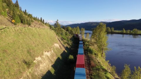 Aerial view of cargo train