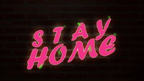 Colorful of Motion graphic liquid text as "STAY HOME" On brick background - Powered by Shutterstock - Get 15% off with code: PIKWIZARD15