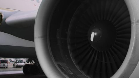 Turbine blades of airplane, Jet engine.