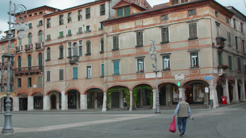 View of Piazza Libertà during Lockdown in Bassano del Grappa