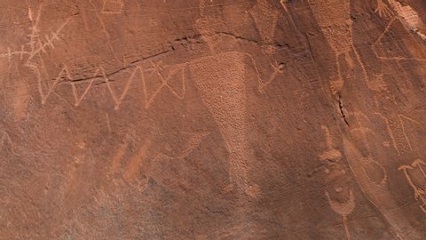 Petroglyphs of Fremont Indigenous People in Dinosaur National Monument of Utah state in the United States of America