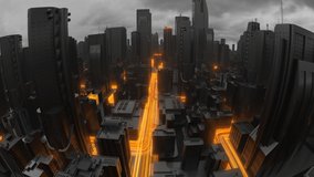 Aerial tracking shot of city with traffic lights below. This is part of a set and it is the version without holograms. - Powered by Shutterstock - Get 15% off with code: PIKWIZARD15