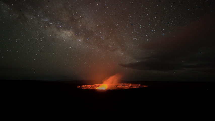 4K footage. Time lapse. Kilauea crater night to morning.