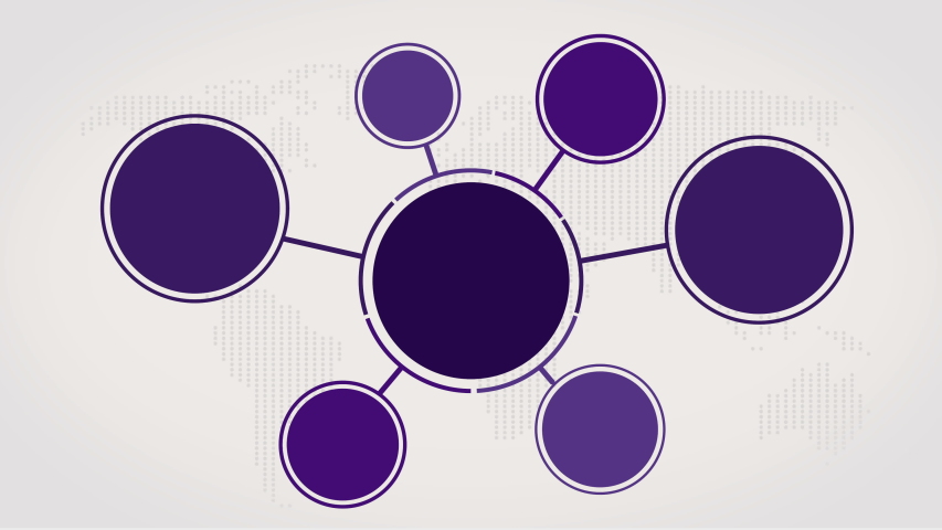 Circle folowchart template. Social Networking Infographic animation in violet. Empty motion infographic template for text with 7 steps. Alpha Matte. 4K | Shutterstock HD Video #1052806379