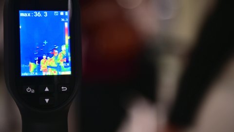 4K View of a screen showing video from thermal imaging camera