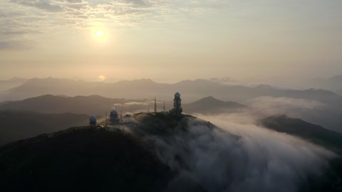 FEB 2020 : Hong Kong ,China ,Asia : Sea of clouds at the tallest mountain Tai Mo Shan in Hong Kong