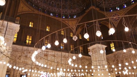 Cairo, Egypt - January 2020: The beautiful dome of Muhammad Ali Mosque is located in Cairo, the capital of Egypt.