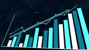 3D animation of blue rising bar graph with uparrow following above bar. 4K animation. - Powered by Shutterstock - Get 15% off with code: PIKWIZARD15