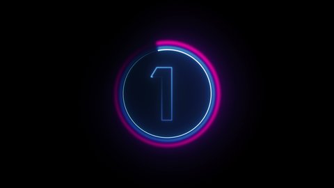 Modern counting from 1 to 10. Best for song places or video presentations. Neon number count from 1 to 10