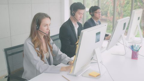 4k Friendly Bank Workers Service Desk Stock Footage Video (100% Royalty ...