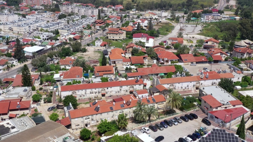 Corona Virus lockdown over Beit Shean streets with no people or traffic due to government guidelines, Aerial view. Royalty-Free Stock Footage #1052850878