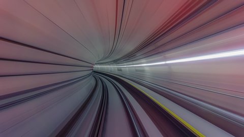 Full HD Time lapse of a train moving through tunnel with light trails, Kuala Lumpur, Malaysia. Prores Full HD