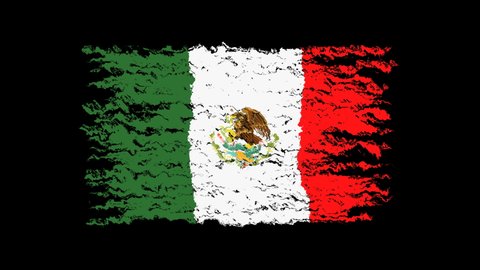 4K Stroke brush the national flag of Mexico in stop motion effect 