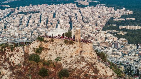 Aerial View of Athens, Church of St George, Lycabettus Hill, Greece
