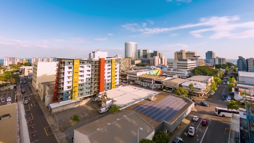 Timelapse of Darwin City from afternoon to sunset. NT, Australia.