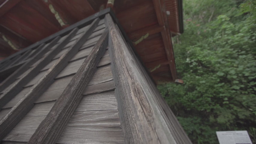 Old wooden tower in japan. Filmed in slowmotion, sony A7iii