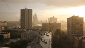 Video of Rain In Summer Moscow from the Roof top