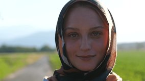 Young Muslim Mixed Race Woman Smiling