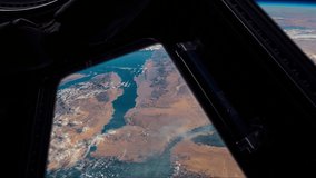 The Sinai Peninsula with the Gulf of Aqaba and the Gulf of Suez as seen from the Porthole in the International Space Station. Elements of this Video furnished by NASA.