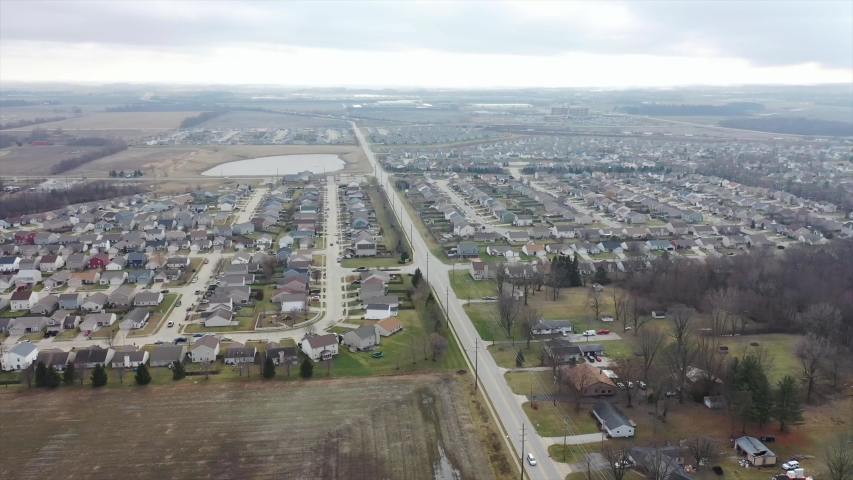 Aerial View of small town, Lafayette, Indiana