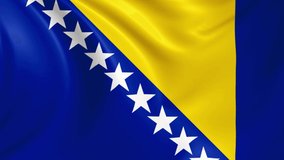 Bosnia flag waving in the wind with high quality texture in 4K National Flag of bosnia and herzegovina