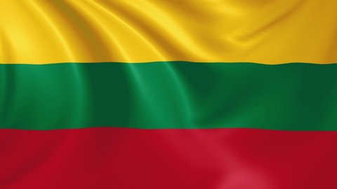 Lithuania flag waving in the wind with high quality texture in 4K National Flag of republic of lithuania