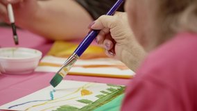 Art Painting Senior Citizen Nursing Home Therapy Class Picture