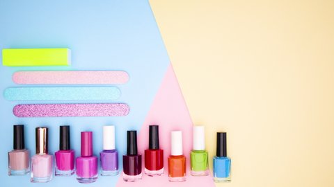 Nail accessories, polishes and files moving - Stop motion	
